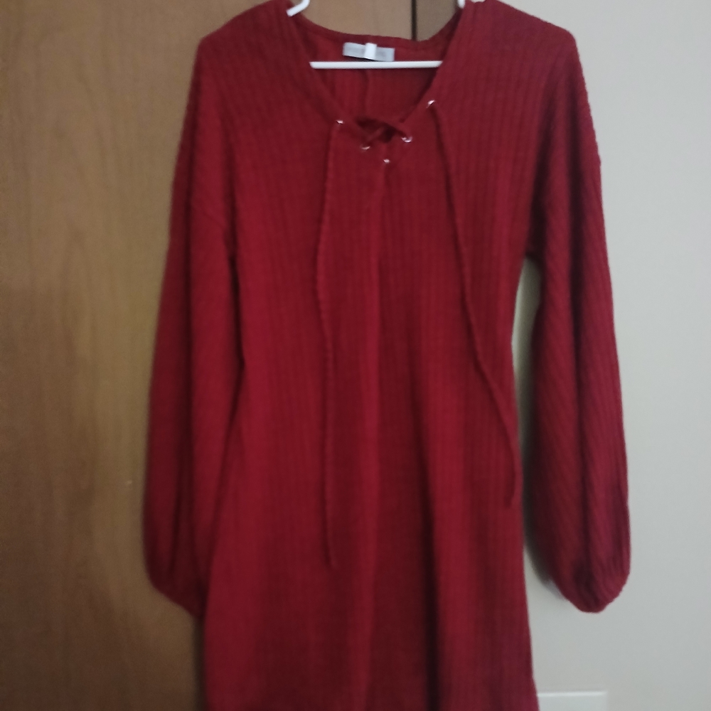 Elegant Red Long Sleeve Dress
